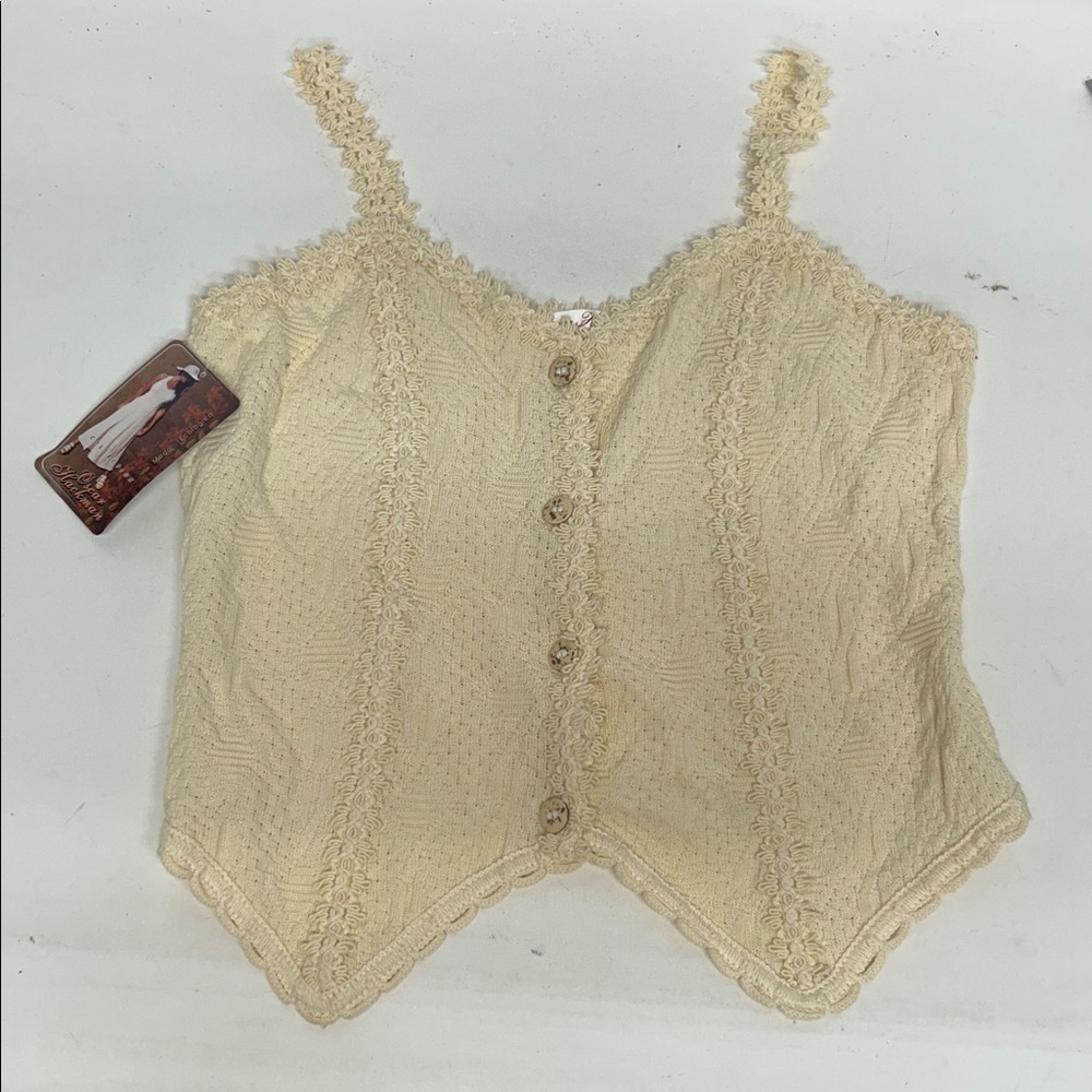 CreamOscar Hackman knitwear 100% cotton small festival tank top boho NWT - Picture 2 of 9